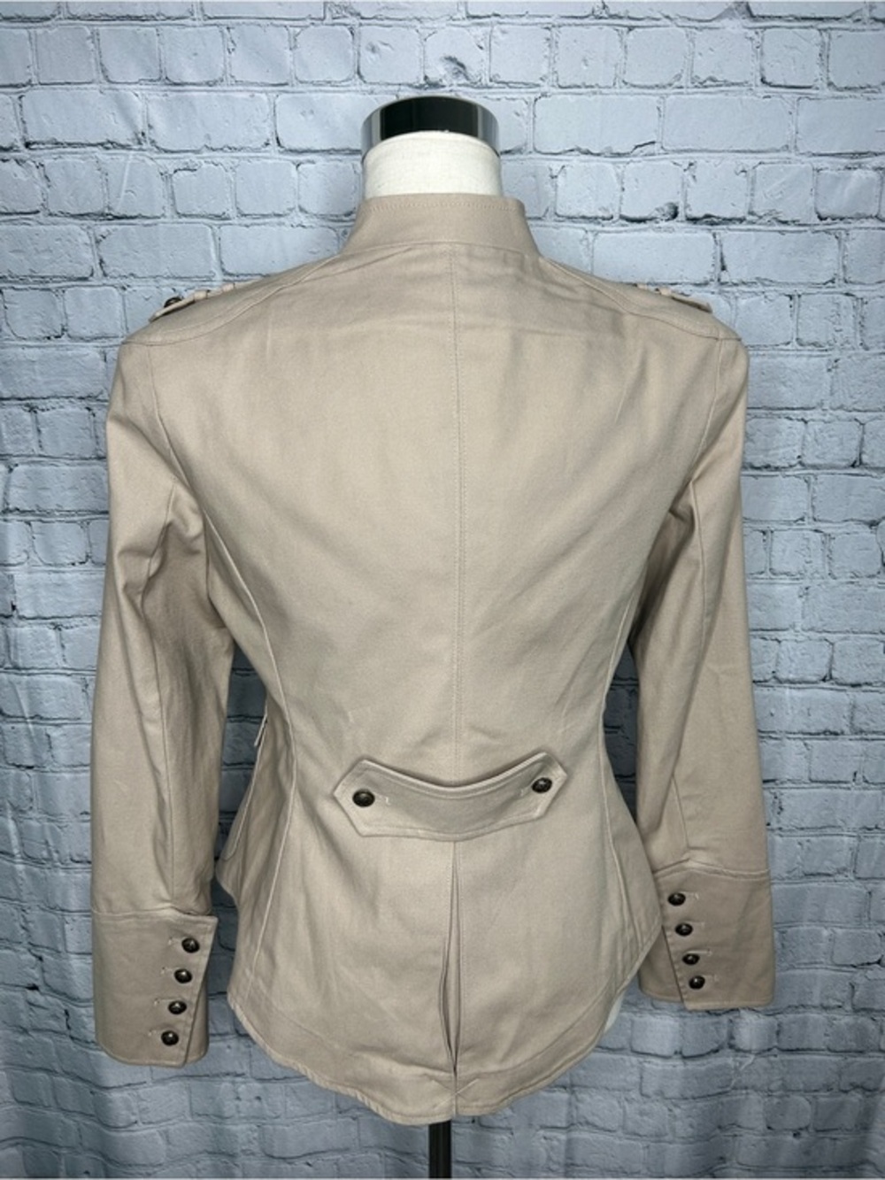NWT Apostrophe Military Jacket Womens 6 Beige Double Breasted Blazer Utility - Picture 4 of 9